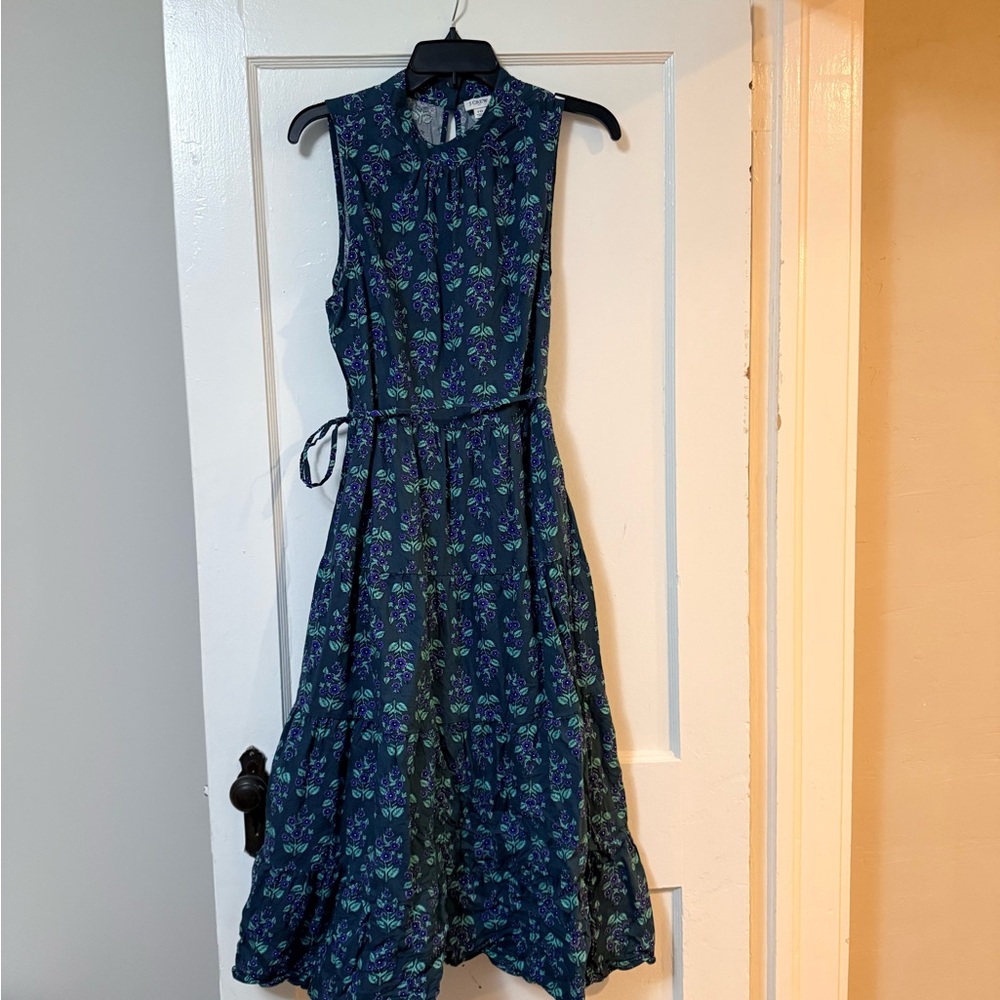 Floral Sleeveless Blue Dress